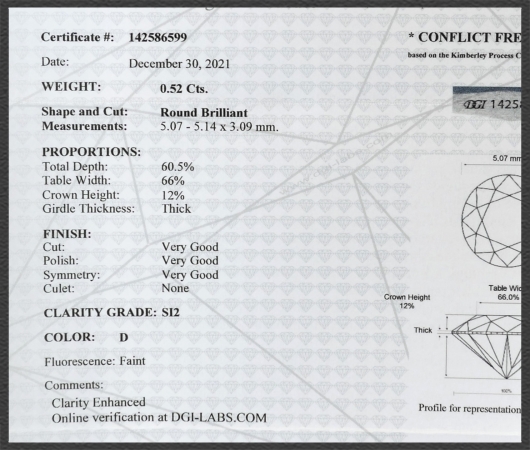 Brillant 585 Gold Ring; 0,52ct, mit DGI Zertifikat